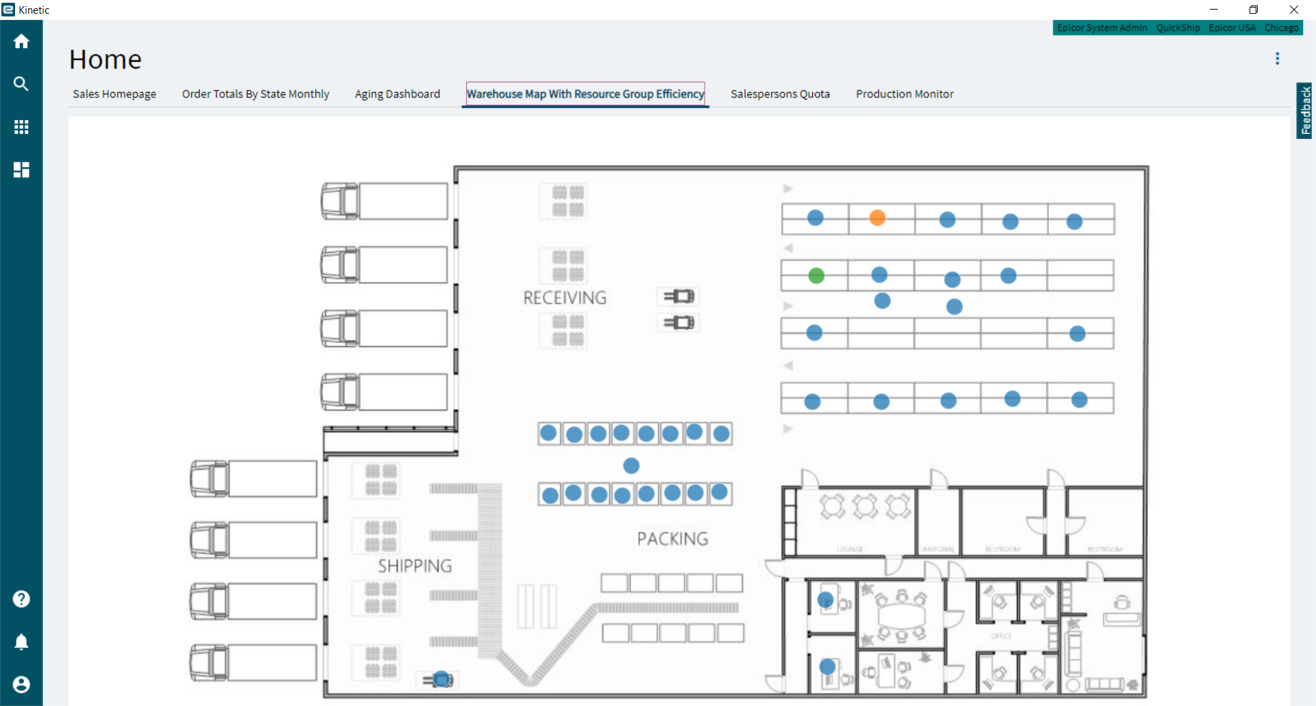 Epicor Kinetic Supply Chain Management Warehouse Heatmap